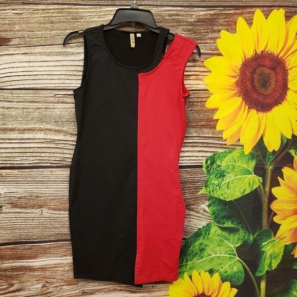 209 black/ red short fitted dress size 6 Pre-owned - Picture 1 of 6